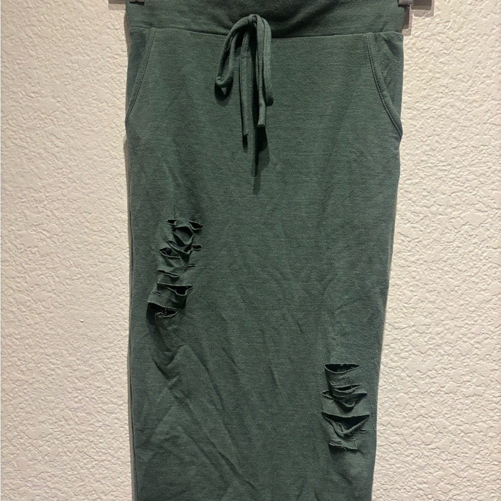 Fashion Nova Olive Distressed Pencil Skirt